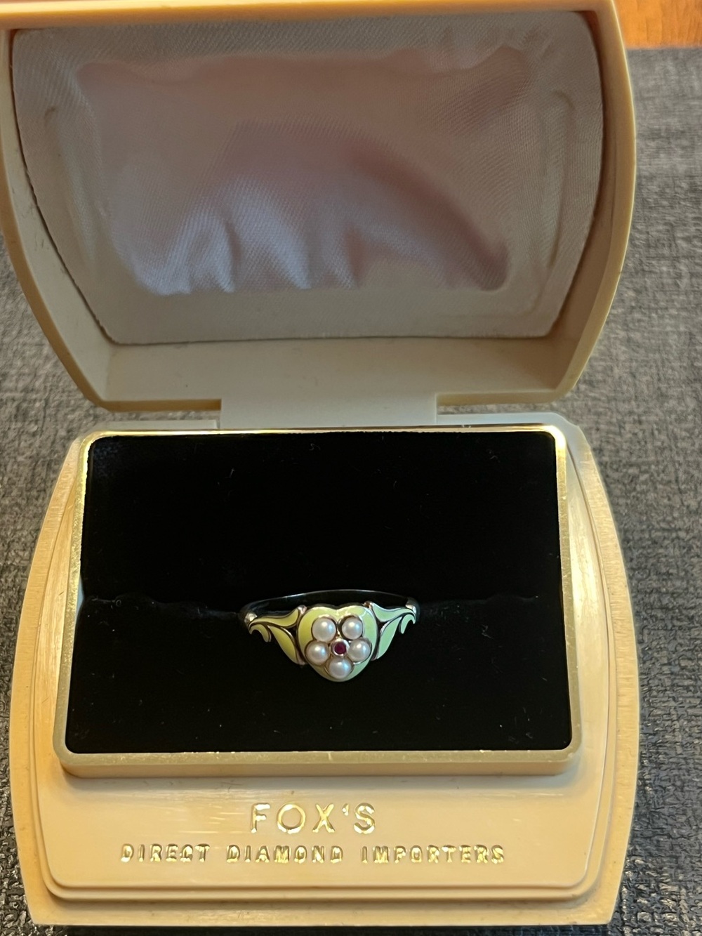 925 mint green enamel heart ring